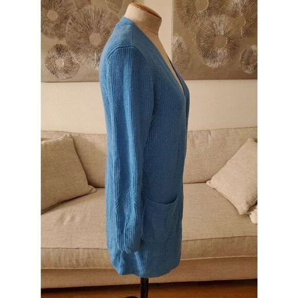 Halogen Long Ribbed Cardigan sz Small in Blue - Picture 4 of 8